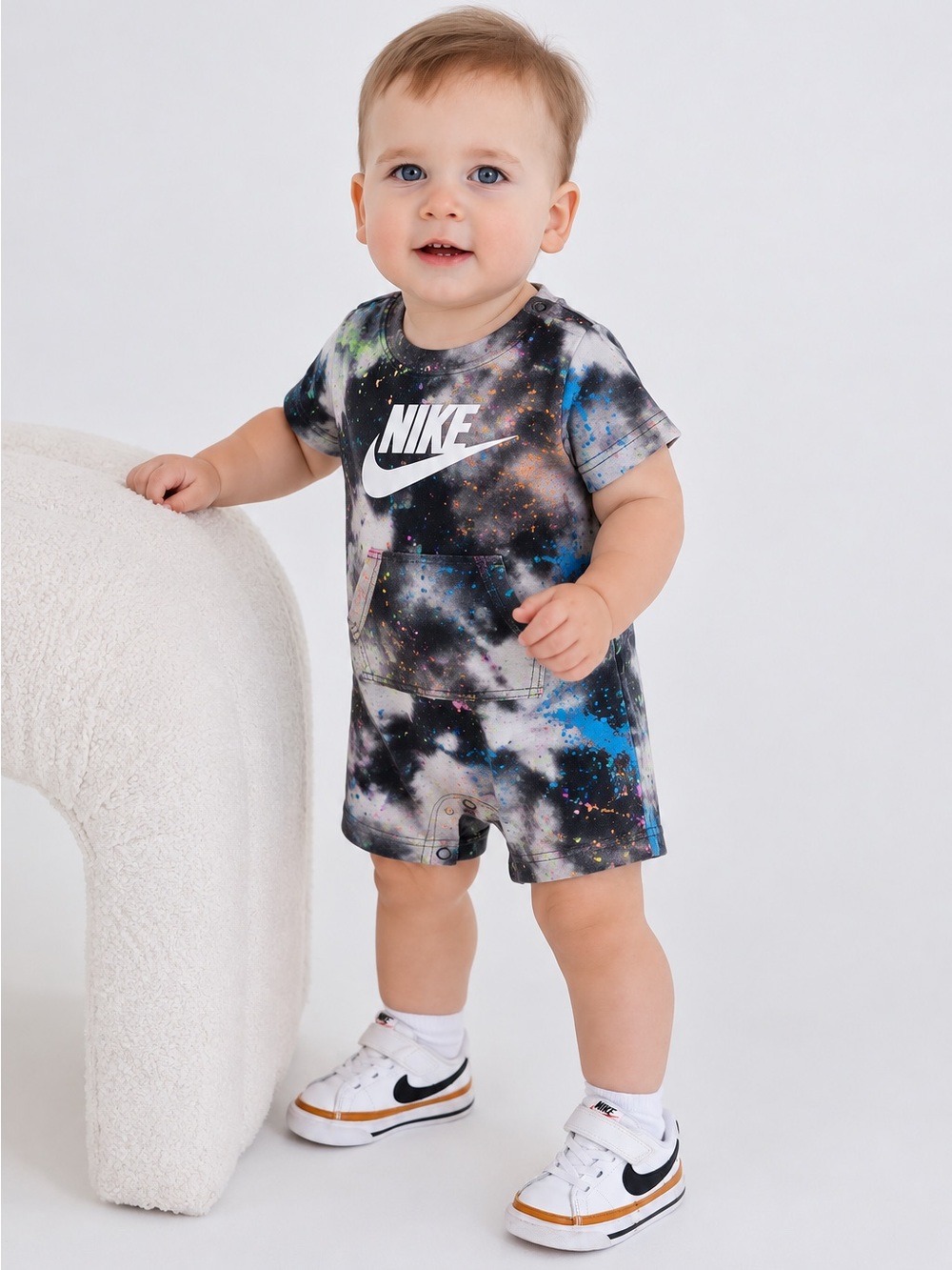Nike Baby Boys Paint Splatter Tie Dye Romper Size 12M